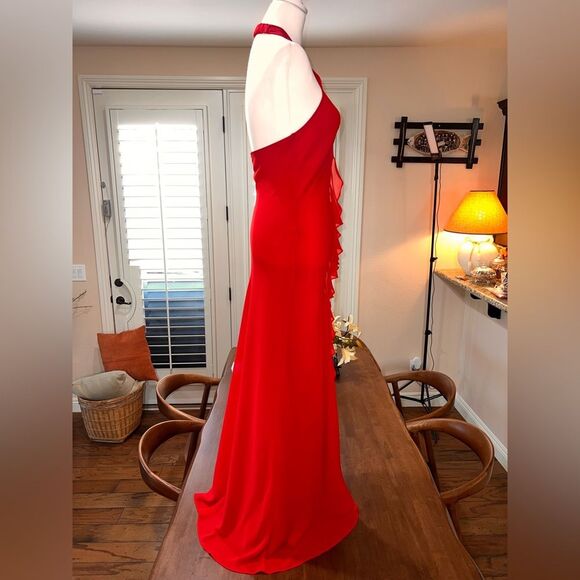 Vintage Bardelli Beverly Hills Red Halter Evening Gown M Made in USA Glamour - Picture 2 of 13
